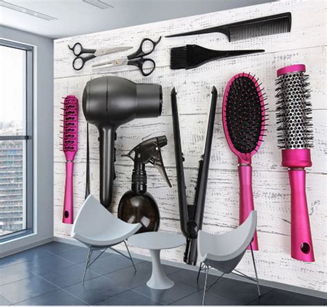 Hair Salon Hairdresser Tools Equipment Wallpaper Mural For Beauty Shop