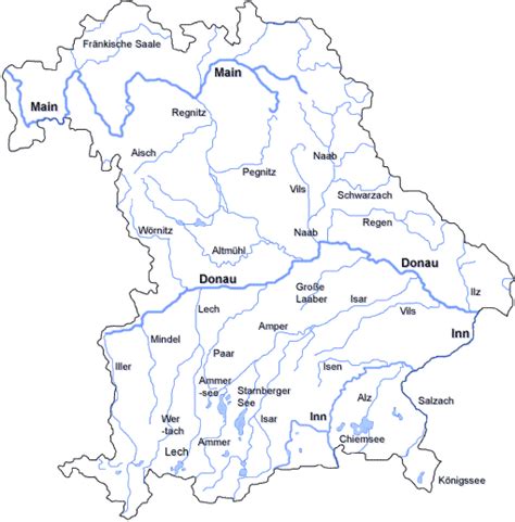 Bayern Karte Mit Flüssen Und Seen Bayern Flusse Und Seen Karte