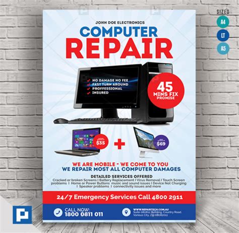 Computer Repair Shop Flyer Psdpixel