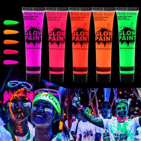 Body Paint Glow Fluorescent Glow Party Festival Makeup Uv Neon Face And Body Paint Glow Color