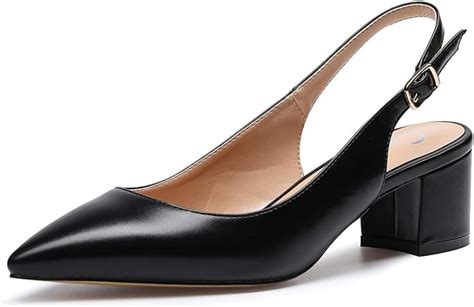 Buy Castamere Womens Slingback Mid Block Heel Pumps Slip On Pointy Toe Chunky Heels 5cm Heeled