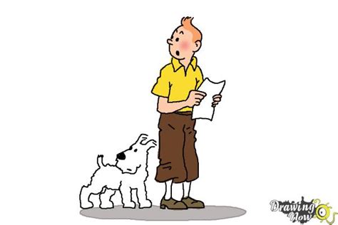 How To Draw Tintin And Snowy From The Adventures Of Tintin Drawingnow