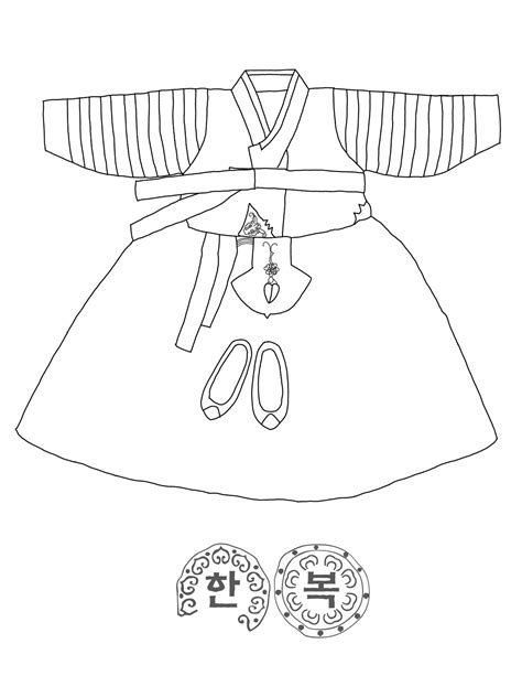 Korean Hanbok Coloring Page Sketch Coloring Page