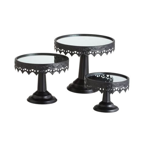 Midwest Cbk Haunted House Party Mirrored Black Pedestal Tier Set Of 3