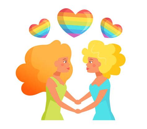 Cartoon Of A Lesbians Kissing And Illustrations Royalty Free Vector
