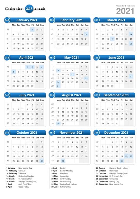 Some 2021 holidays and religious observances are included in some of the calendars and. Printable 2021 Calendar Uk
