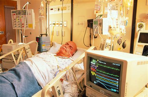 Male Cardiac Patient In Intensive Care Unit Stock Image M5280148