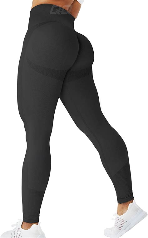 Qoq Women S High Waisted Butt Lifting Workout Leggings Seamless Ruched Booty Tummy Control Gym