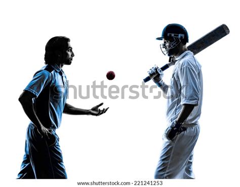 Two Cricket Players Silhouette Shadow On Stock Photo Edit Now 221241253