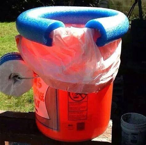 Home Made Portable Toilet Made With A 5 Gallon Bucket A Trash Bag And
