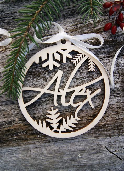 Personalized Wooden Christmas Tree Ornament With Name Etsy