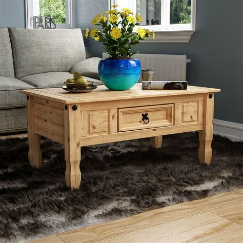 Corona Coffee Table 1 Drawer Mexican Solid Waxed Pine Living Room