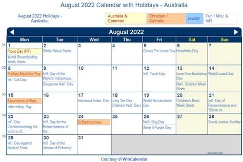 August 2022 Calendar With Jamaica Holidays Gambaran