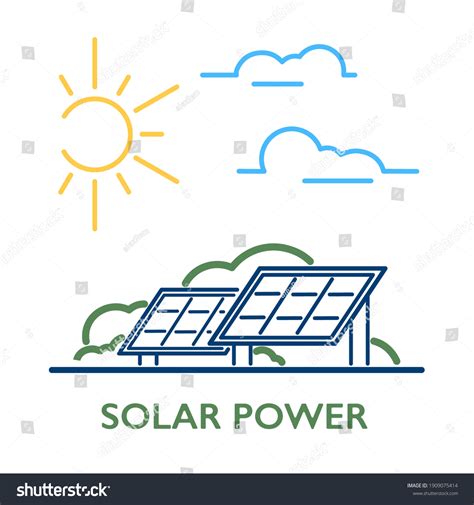 Solar Power Solar Panels Sun Clouds Stock Vector Royalty Free
