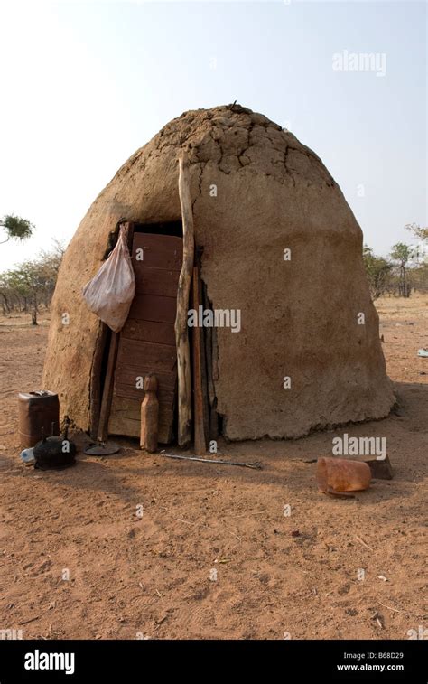 Traditional Village Huts Built From Mud And Dung At The Himba Oase