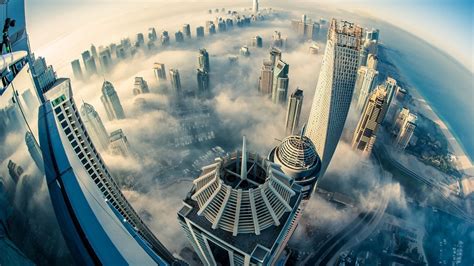 Desktop Wallpaper Dubai Skyline Aerial View Hd Image Picture