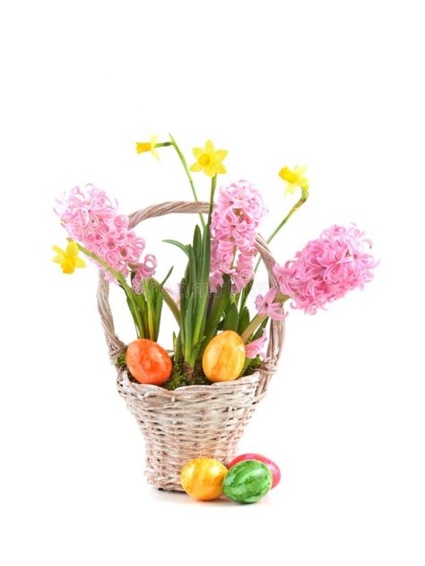 Spring Flowers With Easter Eggs Stock Image Image Of Easter Earth