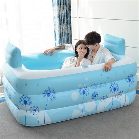 Household Adult Inflatable Bath Barrel Bathtub Fold Thicken Warm Plastic Bath Safety Bathtub