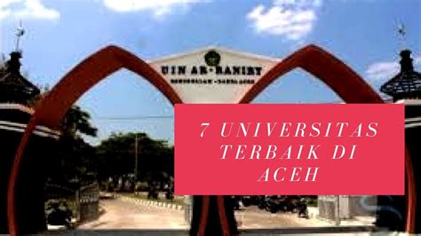 Terdapat 52 universitas (universitas swasta, universitas terdiri dari 15 universitas negeri, 29 universitas swasta, dan 8 institut dan stie. 7 Universitas Terbaik di Aceh - YouTube