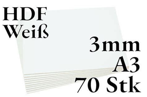 70x Weiß Hdf Faserplatte 3mm A3 Platten Onlywood Ebay