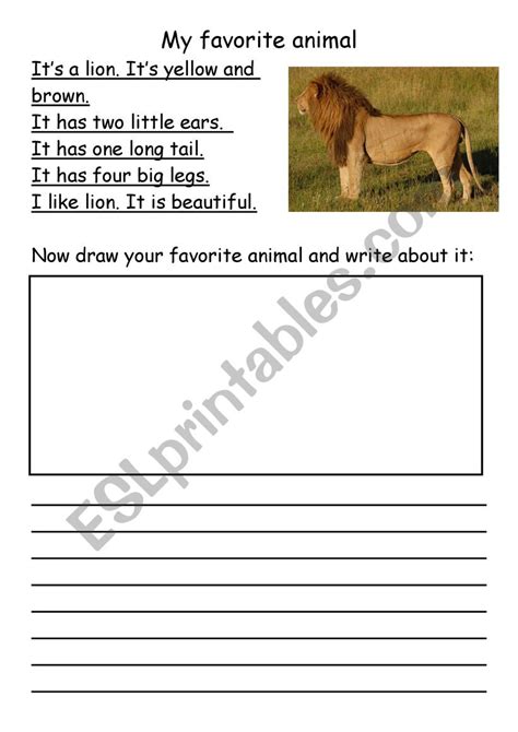 Describe My Favorite Animal Esl Worksheet By Hnam0108