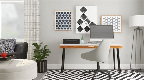 Black And White Modern Minimal Office Mid Century Modern Style Home