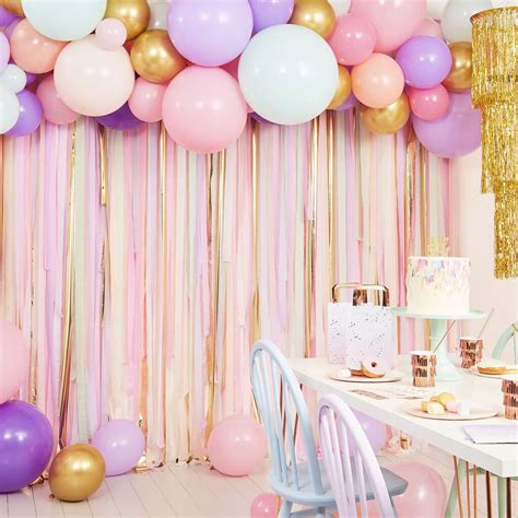 Blushwhite And Rose Gold Ceiling Balloons With Tassels By Ginger Ray