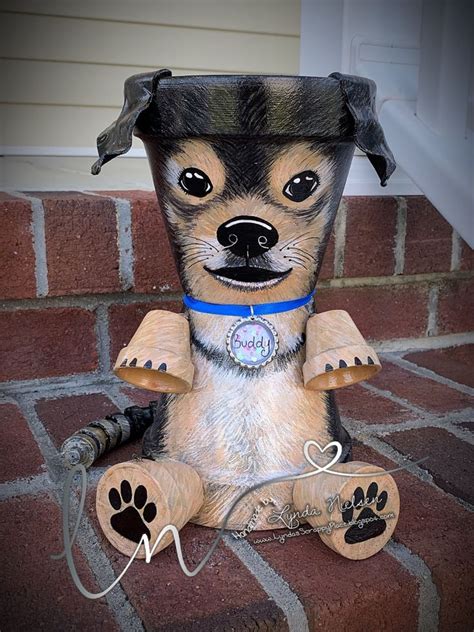 Hand Painted Flower Pot Dog. Special Request. Painted Pot ...