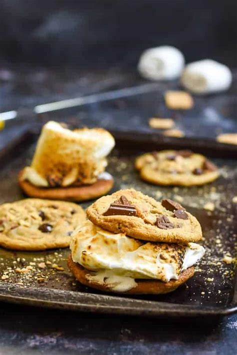Graham Cracker Chocolate Chip Cookies With Toasted Marshmallows