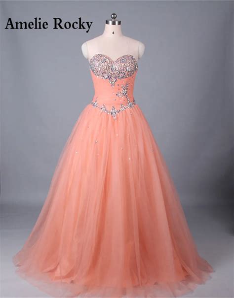 Cheap Quinceanera Gowns Debutante Sweet Princess Coral Quinceanera Dresses Ball