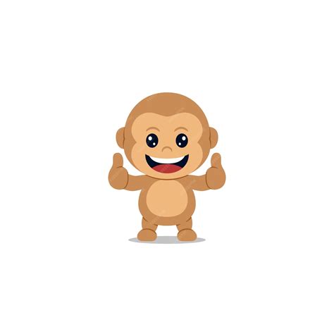 Premium Vector Cute Monkey Giving Thumb Up Cartoon