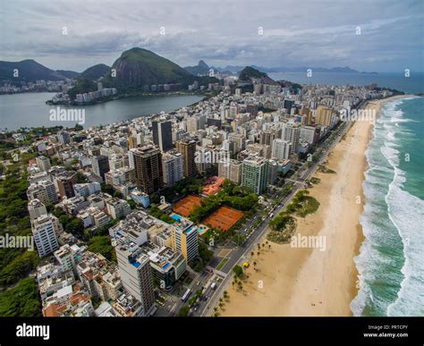 Scenic Panoramic View Of Ipanema Beach From The Rocks At Arpoador With