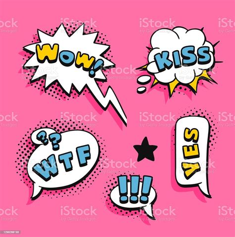 Pop Art Speech Bubble Drawing With Text Cartoon Style Vector Collection