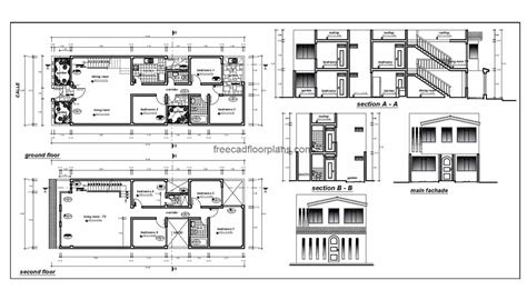 Two Storey House Autocad Plan 2611201 Free Cad Floor Plans