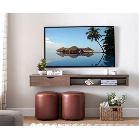 Hilyard 60 Media Console Floating Tv Stand Floating Shelves Living