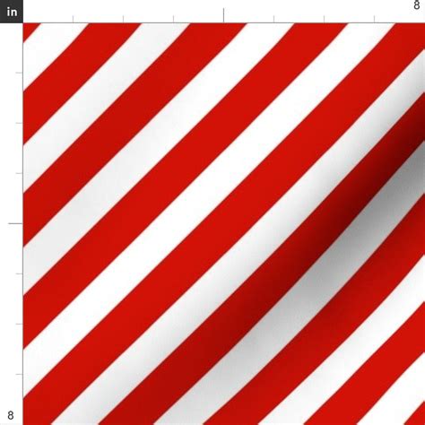 Stripe Fabric Red And White Candy Stripes Red Diagonal Stripe Etsy