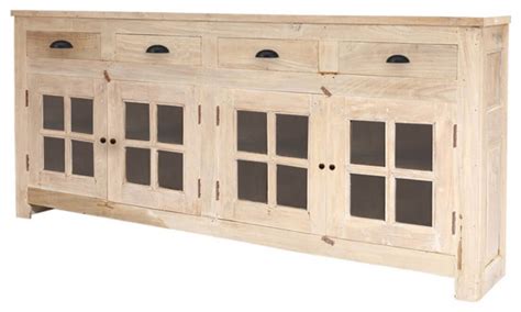 Carterton Rustic Solid Wood 4 Door Extra Long Buffet Sideboard Cabinet