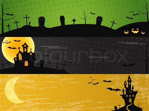 Three Halloween Landscape Banners Stock Vector Colourbox