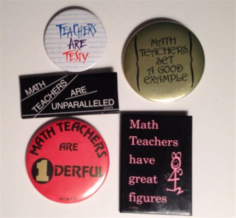 Math Teacher Pins Lot Of 5 Vintage Pinbacks School Teacher Ts