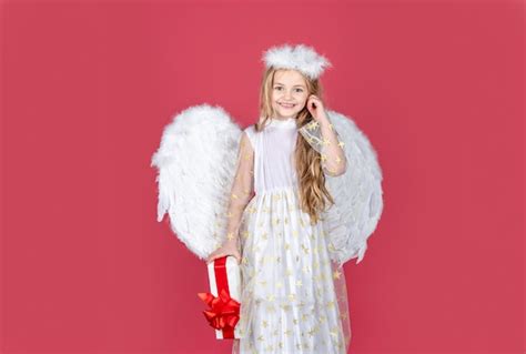 Premium Photo Playful Angelic Little Girl Little Blonde Angel With