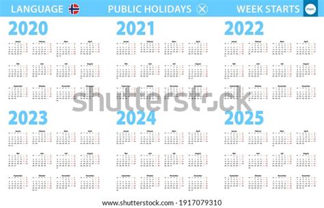 Calendar Norwegian Language Year 2020 2021 Stock Vector Royalty Free