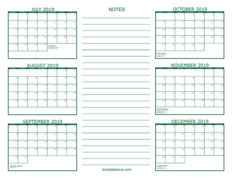 month calendar