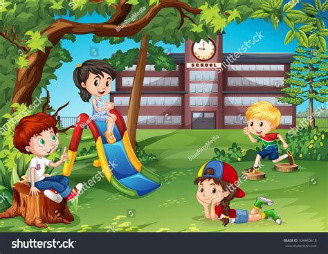 Students Playing School Playground Illustration Stock Vector Royalty