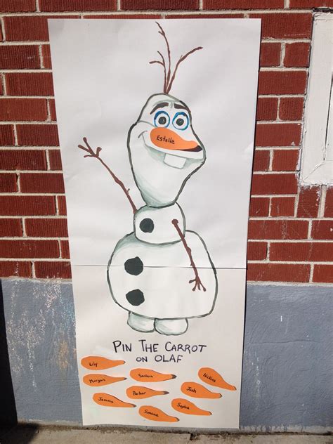 Frozen Birthday Game Idea Pin The Carrot On Olaf Frozen Birthday