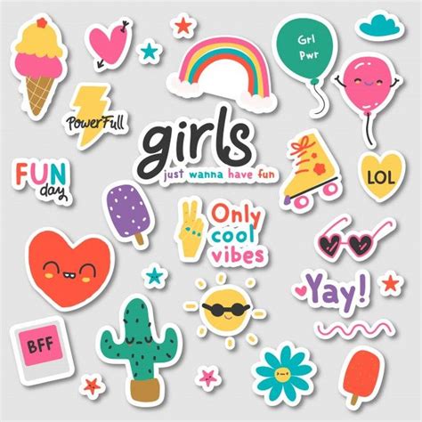 Girls Sticker Pack In 2020 Scrapbook Stickers Printable Print