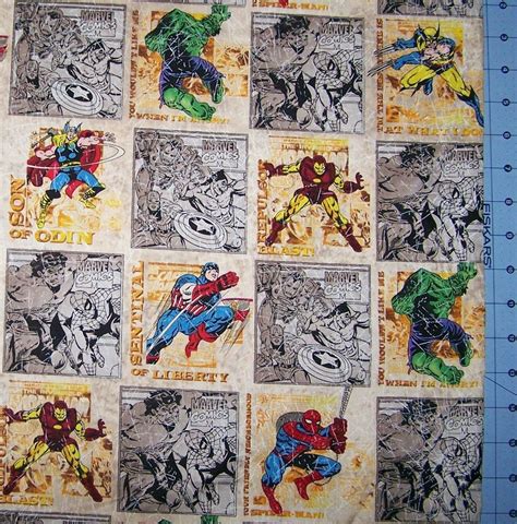 Marvel Comic Block Fabric By The Yard Fbty Etsy Marvel Quilt