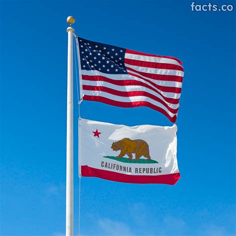 Flag Of California Flying Below The Flag Of The United States