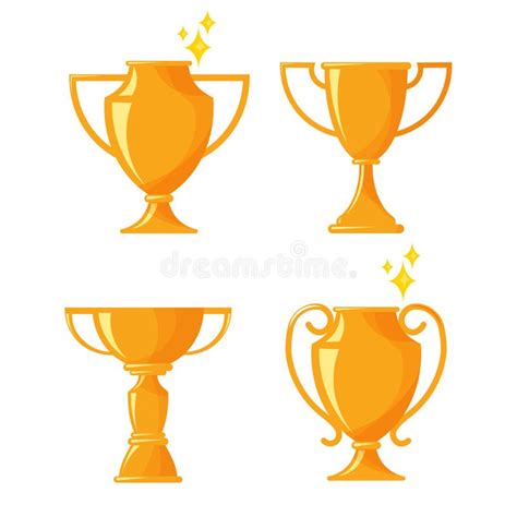 Golden Trophy Cups Set Stock Vector Illustration Of Medal 278509565
