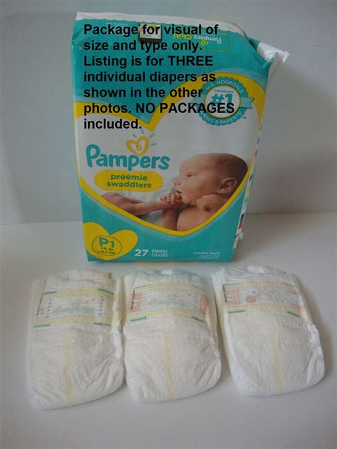 Pampers Swaddlers Preemie 6 Pounds Lot Of 3 Individual Diapers Reborn Doll Ebay