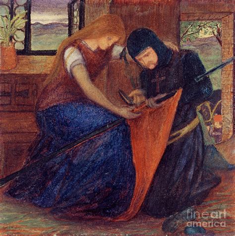 Elizabeth Eleanor Siddal Lady Affixing Pennant To A Knight S Spear